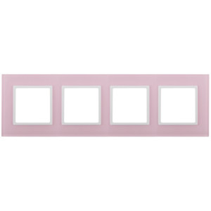14-5104-30 Рамка на 4 поста, стекло, Elegance, розовый+бел (5/25/900) Б0034538