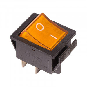 RWB-502 желтый, Выключатель клавишный с подсветкой ON-OFF (4c) 16А 250В
