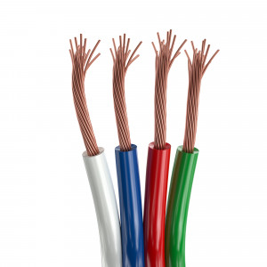 Шлейф питания ARL-22AWG-4Wire-CU 031700, Шлейф для питания и управления мультицветными (RGB) светодиодными лентами. 4 проводника, калибр проводника 22AWG, сечение проводника 0.31 мм2, проводник из луженой меди, внешняя оболочка из ПВХ синего, красного, зелёного и чёрного цветов