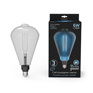 Лампа LED Vintage Filament Straight ST164 6W E27 164*297mm Gray 330lm 4000K 1/ 157802205