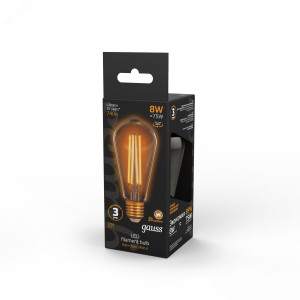 Лампа LED Filament ST64 E27 8W Golden 2400К 1/10/40 157802008