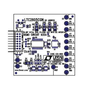 DC935A, Средства разработки интегральных схем (ИС) преобразования данных LTC2605 Octal 16-bit I2C Vout DAC (req D