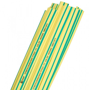 Термоусаживаемая трубка ТУТ нг 16/8 желто-зеленая в отрезках по 1м PROxima tut-16-yg-1m