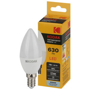 Лампочка светодиодная LED KODAK B35-7W-840-E14 E14 / Е14 7Вт свеча нейтральный белый свет Б0057624