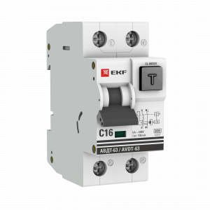 Дифференциальный автомат АВДТ-63 16А/100мА (характеристика C, эл-мех, тип АС) 6кА EKF PROxima