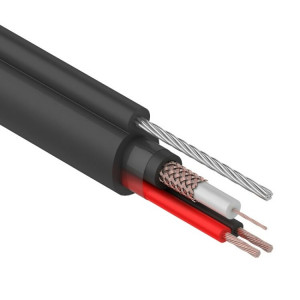 Кабель КВК-П-2+2x0,75 мм, +ТРОС (Cu/Cu) черный, 305 м, 01-4107