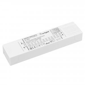 Блок питания SPV-SP-46-PFC-ZIGBEE-RF (46W, 9-53V, 0.6-1.05A, 2.4GHz) 046173, Диммируемый мультитоковый блок питания с управлением Zigbee 3.0, с гальванической развязкой. Входное напряжение 220-240 VAC. Выходные параметры: 9-53В (600мА), 9-53В (650мА), 9-53В (700мА), 9-53В (750мА), 9-53В (800мА), 9-53В (850мА), 9-50В (900мА), 9-48В