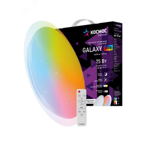 Светильник светодиодный PREMIUM GALAXY-RGB 75Вт 230В 3000-6500К 6000лм IP40 555х83мм настенно-потолоч. управляемый с пультом ДУ с RGB подсветкой КОСМОС KSGalaRGB75W