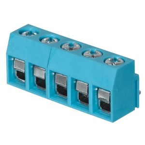 TB003V-500-P05BE, Фиксированные клеммные колодки Terminal block, screw type, 5.00 , vertical, 5 poles, CUI Blue, Philip's head screw, PCB mount