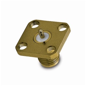 132150, РЧ соединители / Коаксиальные соединители SMA 4 HOLE FLANGE JK BLUNT POST GOLD