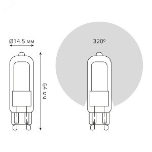 Лампа LED G9 AC220-240V 5.5W 3000K Glass 1/10/200 107809105