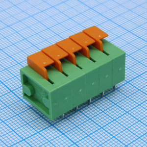 DG142R-5.08-05P-14-00A(H), Нажимной безвинтовой клеммный блок на 5 контактов. Зажим типа торцевой контакт. Серия DG142R-5.08