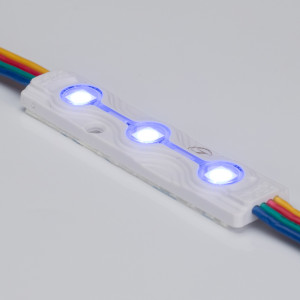 Модуль герметичный ARL-ORION-R07-12V RGB (5050, 3 LED) 026540, Герметичный светодиодный модуль IP67, RGB, напряжение 12 В, мощность 0.72 Вт, 3 светодиода SMD 5050, угол 120°. 20 шт на проводе, расстояние между центрами модулей 175 мм, длина провода между модулями 109 мм, рекомендуемая глубина установки 50–150 мм