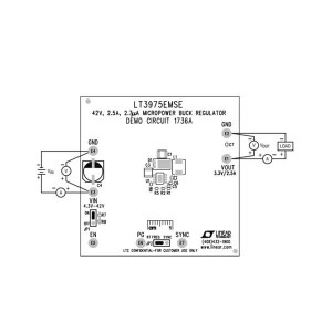 DC1736A, Средства разработки интегральных схем (ИС) управления питанием LT3975 Demo Board I 42V, 2.5A, 2.7AµA Mic