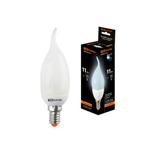 Лампа энергосберегающая КЛЛ-СW-11 Вт-4000 К–Е14 (свеча на ветру) (mini) SQ0323-0137