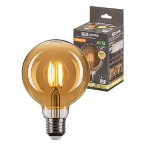 Лампа светодиодная «Винтаж» золотистая G95, 7 Вт, 230 В, 2700 К, E27 (шар) SQ0340-0345