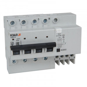 Выключатель автоматический АД14-42C25-АC-УХЛ4 дифференциального тока с защитой от сверхтоков (4P C25 30мА) 4.5кА 318385