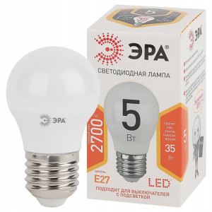 Лампочка светодиодная STD LED P45-5W-827-E27 E27 / Е27 5Вт шар теплый белый свeт Б0028486