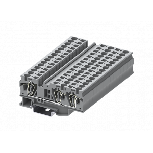 Проходная клемма TC6-3-GY, Проходная клемма, 3 точки подключения, тип фиксации провода: пружинный, номинальное сечение: 6 мм кв., 41A, 1000V, ширина: 8,2 мм, цвет: серый, тип монтажа: DIN 35