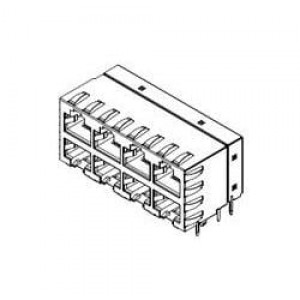 44520-0004, Модульные соединители / соединители Ethernet MODJACK CAT5 STACKD 50 SAU 8 PORT