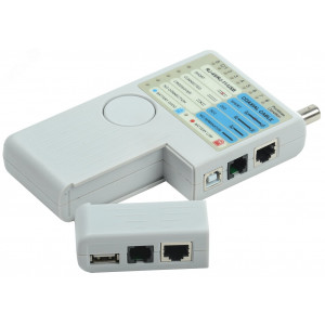 Тестер для витой пары 4в1 RJ45/RJ11/BNC/USB с элементом питания WH3468