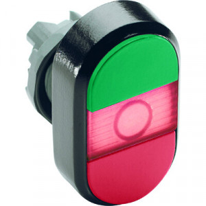 Кнопка двойная MPD4-11R (зеленая/красная) красная линза с текстом (START/STOP) 1SFA611133R1101