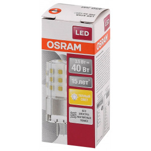 Лампа светодиодная LED 3,5Вт G4 12V STAR PIN40 (замена 40Вт), теплый, прозр. Osram 4058075369009