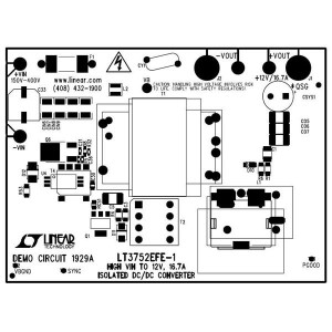 DC1929A, Средства разработки интегральных схем (ИС) управления питанием LT3752EFE-1/ LT8311EFE Demo Board 150V = VIN = 400V;VOUT: 12V @ 16.7A