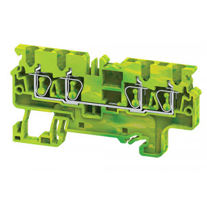 CXG2.5/4, Заземляющая клемма, 4 точки подключения, тип фиксации провода: пружинный, номинальное сечение: 2,5 мм кв., ширина: 5 мм, цвет: желто-зеленый, тип монтажа: DIN35