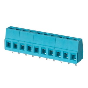 TB004-508-10BE, Фиксированные клеммные колодки Terminal block, screw type, 5.08 , horizontal, 10 poles, CUI Blue, slotted screw, PCB mount