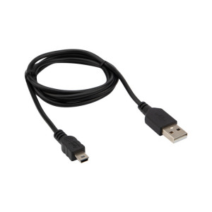 Шнур USB-mini USB, PVC,1метр, черный