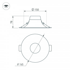 Светильник MS-BLIZZARD-BUILT-R165-16W Day4000 (WH, 100 deg, 230V) 035596, Встраиваемый светильник даунлайт с интегрированным в корпус драйвером. Мощность 16 Вт, св. поток 1380 лм, 86 лм/Вт, дневной 4000 K, CRI>90, угол 100°, напряжение питания 230 В. Белый круглый корпус из алюминия, степень защиты IP20. Размер: диаметр 165 мм,