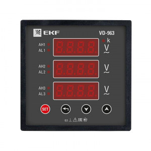 Вольтметр цифровой VD-963 на панель 96х96 трехфазный vd-963