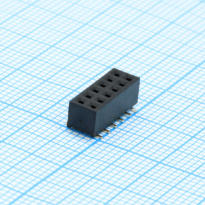 DS1026-07-2X6S8BSXBX, Гнездо на плату SMD 2x6 конт., шаг 2.00мм, высота 4.3мм, позолоч.