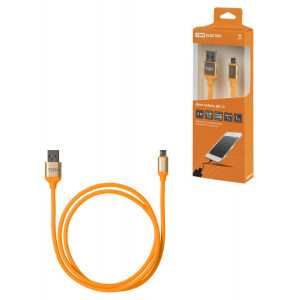 Дата-кабель, ДК 13, USB - micro USB, 1 м, силиконовая оплетка, оранжевый, SQ1810-0313