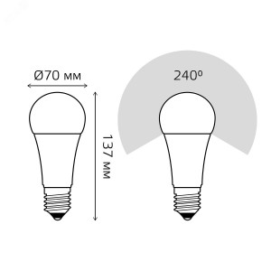 Лампа светодиодная Elementary 25Вт A70 грушевидная 6500К холод. бел. E27 2150лм 73235