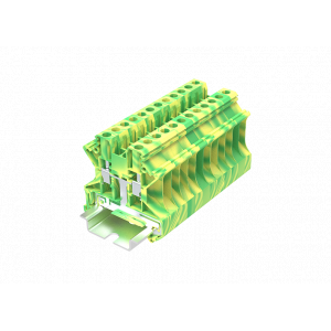 Заземляющая клемма TU4-2-PE, Заземляющая клемма, тип фиксации провода: винтовой, номинальное сечение: 4 мм кв., ширина: 6,2 мм, цвет: желто-зеленый, тип монтажа: DIN 35