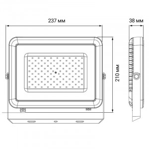 Прожектор светодиодный PFL-S2 50Вт 6500К IP65 220–240В ДО с клапаном закален. матов. стекло сер. 2853301D