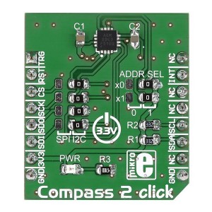 MIKROE-2264, Инструменты разработки магнитного датчика Compass 2 click