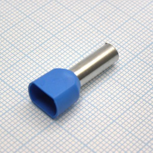 TE  6014  Blue, наконечник кабельный торцевой сдвоенный трубчатый с изоляцией, L=26.1/14мм, провод 2х6.0мм2