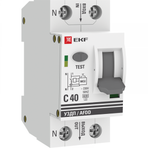 Устройство защиты от дугового пробоя (УЗДП) 1P+N C 40А 6кА с Автоматический выключатель PROxima afdd-2-40C-pro
