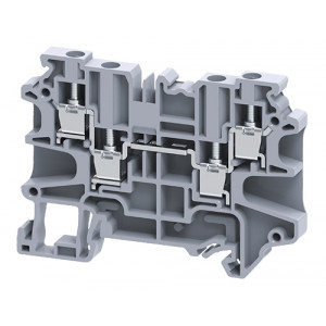 CY4/4, Проходная клемма, 4 точки подключения, тип фиксации провода: винтовой, номинальное сечение: 4 мм кв., 32A, 500V, ширина: 6 мм, цвет: серый, тип монтажа: DIN35