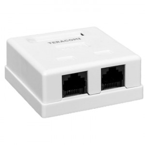 Розетка настенная TERACOM PRO кат.6 неэкранированная 2 порта RJ-45 Dual IDC бел. TRP-WBOX-2RJ45-6UTP-WH