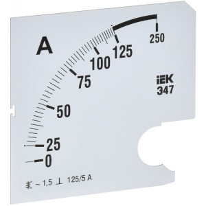 Шкала смен. для амперметра Э47 125/5А-1,5 96х96мм IPA20D-SC-0125