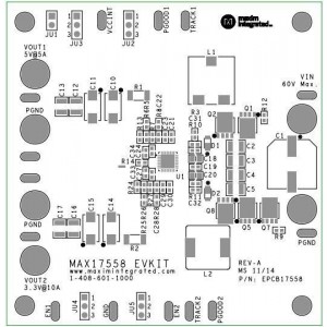 MAX17558EVKIT#, Средства разработки интегральных схем (ИС) управления питанием Evkit for 4.5-60V High Voltage Dual Output Multiphase Synchronous Step-Down Controller with adjustable