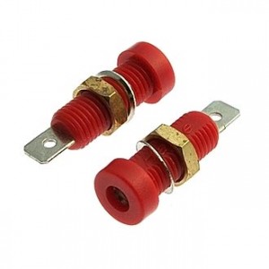 Z032 4MM SOCKET RED, Клемма приборная Z032 4 мм, разъем красный, диаметр 4 мм