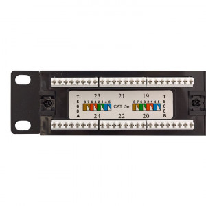 Патч-панель 19дюйм 1U кат.5E UTP неэкранир. 24 порта RJ45 Dual IDC с органайзером TERACOM PRO TRP-PPNL-5EUTP-C1U24