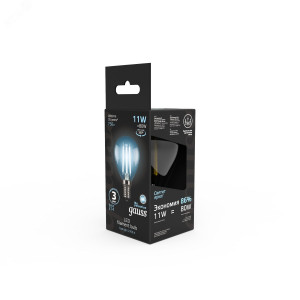 Лампа светодиодная филаментная Black Filament 11Вт P45 шар 4100К нейтр. бел. E14 830лм 105801211