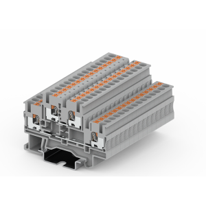 Этажная клемма TPD4-2-GY, Этажная клемма, тип фиксации провода: push-in, номинальное сечение: 4 мм кв., 28A, 500V, ширина: 5,2 мм, цвет: серый, тип монтажа: DIN 35