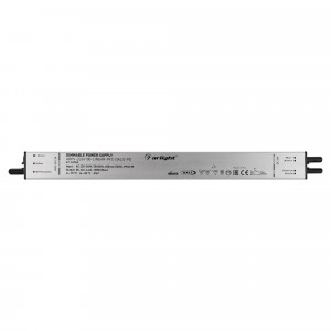 Блок питания ARPV-LG24100-LINEAR-PFC-DALI2-PD (24V, 4.2A, 100W) 033540, Диммируемый блок питания 24V с гальванической развязкой, ток 4.2А, 100Вт, с управлением DALI, c функцией PUSH-DIM, с корректором мощности, PF>0,95. Тонкий металлический корпус IP67. Вход: 220-240VAC. Выход: 24VDC, ШИМ 1кГц. Размер 320*30*21 mm.. Совместим